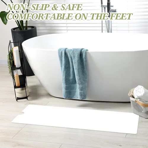 Miniatura 5 de Colingmill - Alfombrilla antideslizante de 16 x 40 pulgadas para bañera de vinilo adhesivo antideslizante antideslizante de seguridad blanca