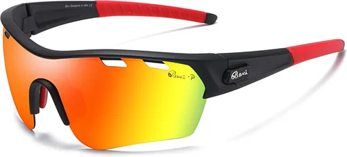 Miniatura 8 de Bevi Lentes de sol deportivos polarizados TR90, marco duradero y ultraligero para hombres y mujeres, béisbol, correr, ciclismo, golf Amarillo Azul