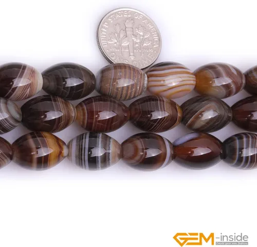 Miniatura 5 de GEM-Inside Stripe Botswana ágata cuentas sueltas naturales de 0.394 x 0.551 in Bronw Olivary Crystal Energy Stone Power para hacer joyas de 15