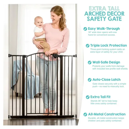 Miniatura 4 de Regalo Safety - Puerta de bebé extra alta de 36 pulgadas con puerta, montaje a presión para puertas y parte inferior de escaleras, bebés, niños