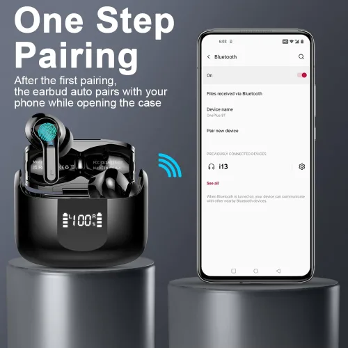 Miniatura 6 de Auriculares inalámbricos, auriculares Bluetooth 5.3 2025 NUEVOS auriculares estéreo de 40H Bass Auriculares intrauditivos ENC Auriculares