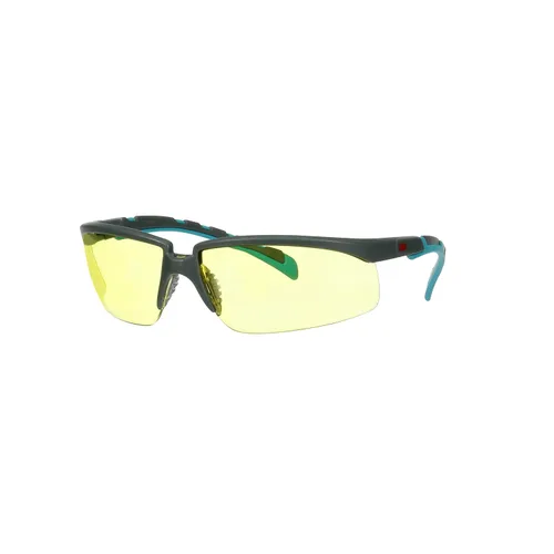 Miniatura 8 de 3M Gafas de seguridad, serie Solus 2000, revestimiento antivaho Scotchgard, antiarañazos, lente ámbar, patillas gris/azul-verde