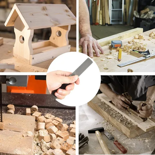 Miniatura 5 de Lima de raspa de madera de 4 vías y raspa redonda, limas planas y de aguja semicirculares para afilar herramientas de madera y metal