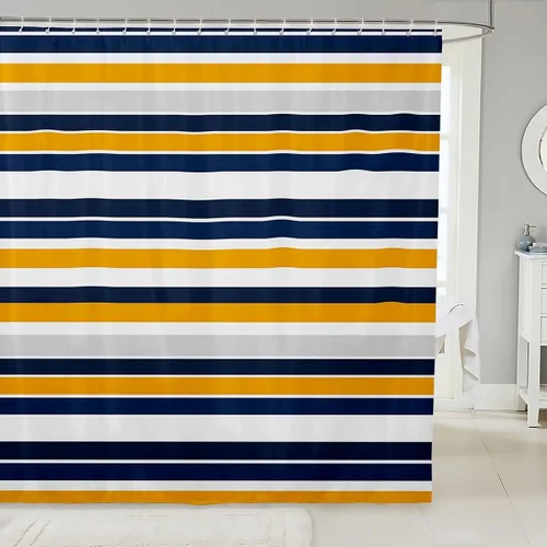 Cortinas de ducha abstractas de líneas geométricas para niños, cortinas de baño con diseño empalmado de rayas para niñas, niños y adultos, cortinas