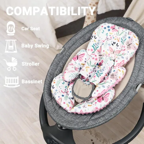 Miniatura 8 de Inserto de asiento de automóvil para niñas y bebés, soporte suave para la cabeza del asiento de automóvil y 2 almohadillas de correa, inserto