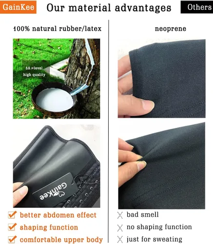 Miniatura 4 de GainKee 100% Látex Fajas de Entrenamiento para Cintura de Hombre con Hueso de Acero, Cinturón de Sudor, Traje de Sauna para Fitness, Moldeador