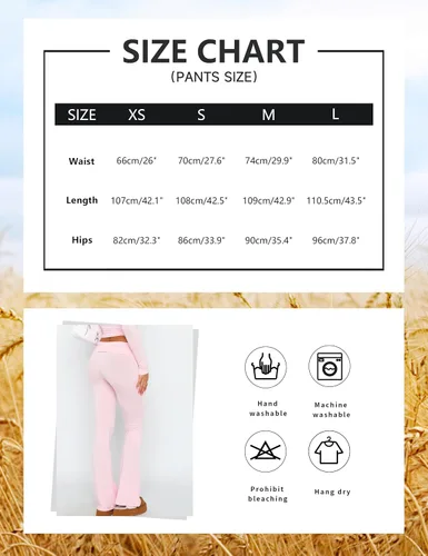 Miniatura 6 de ICOBID Conjunto de 2 piezas para mujer, camiseta corta básica de manga larga y leggings acampanados, pantalones de yoga de cintura baja