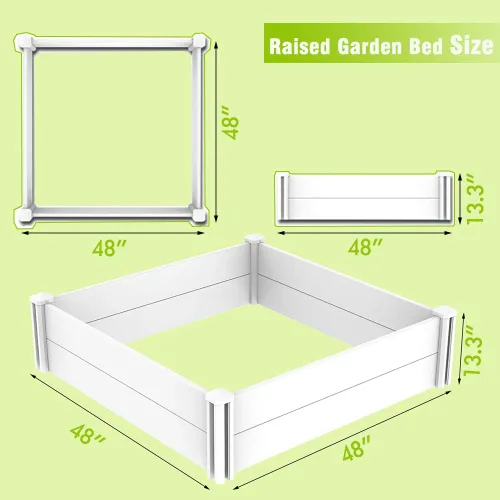 Miniatura 5 de Kit de Cama de Jardín Elevada Kdgarden 4'x4' para Exteriores, Caja de Plantador sobre el Piso para Cultivar Verduras, Flores, Hierbas, Jardinería