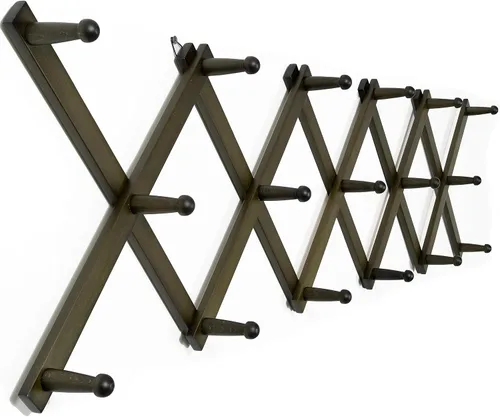 Miniatura 13 de WEBI Acordeón para colgar en la pared, percha de pared para sombreros, acordeón, expandible, de madera, montado en la pared, estante de gancho