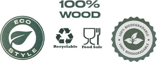 Miniatura 5 de TigerChef - Juego de cubiertos de madera 100% compostables, ecológicos, biodegradables, totalmente naturales
