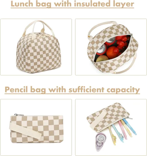 Miniatura 72 de Bluboon Juego de mochila para adolescentes, mochila escolar para niñas, lonchera y lápices, bolsas para estudiantes, 3 en 1, rosa-3 juegos, Escuela