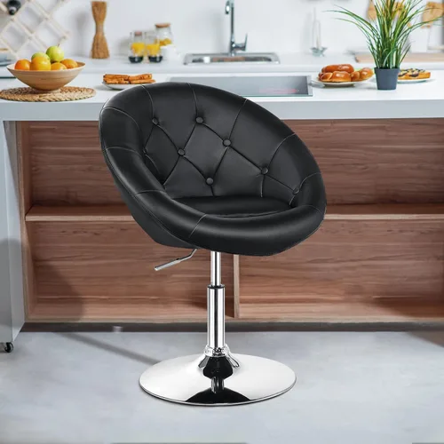 Miniatura 8 de Giantex Silla giratoria redonda de tocador, silla de maquillaje con altura ajustable y inclinación con respaldo, para uso en salones de belleza