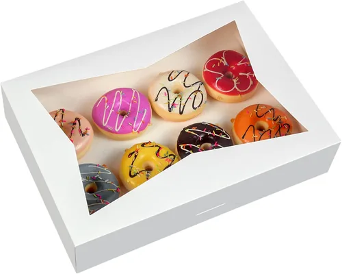 Paquete de 15 cajas blancas de pastelería para panadería de 16 x 11 x 2.75 pulgadas, donas grandes, magdalenas, cajas de galletas con ventana de