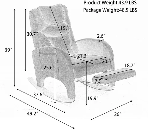 Miniatura 2 de Comfy - Silla mecedora para guardería, silla tapizada para guardería con reposapiés, moderna con bolsillo, sillón decorativo con base mecedora suave