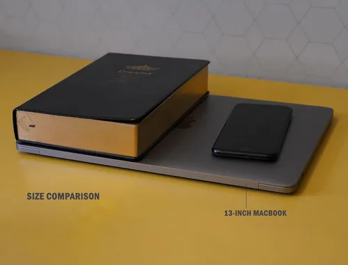 Miniatura 8 de Diario grueso, papel en blanco de calidad superior, con borde dorado, cuaderno de tapa dura con cubierta negra suave de piel sintética, de 416