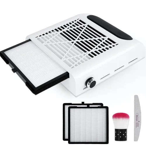 Miniatura 10 de Biutee Colector de polvo de uñas, 5 en 1, 80 W, extractor profesional de 30000 rpm, máquina de taladro eléctrico de uñas con lámpara LED UV de 48