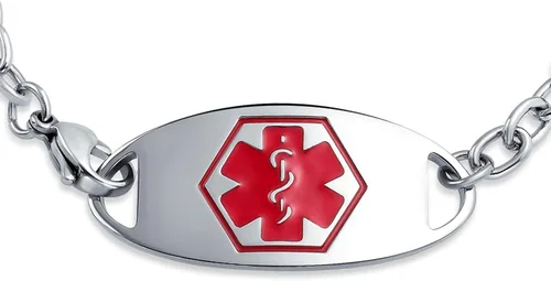 Miniatura 2 de Pulsera personalizable de identificación de alerta médica con identificación de alerta médica para mujer, acero inoxidable, 7.5 pulgadas