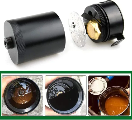 Miniatura 8 de Kit universal de tanque de reserva de aceite para coche de 150ml, compacto deflector de 3 puertos separador de aceite 2 entradas 1 salida negro
