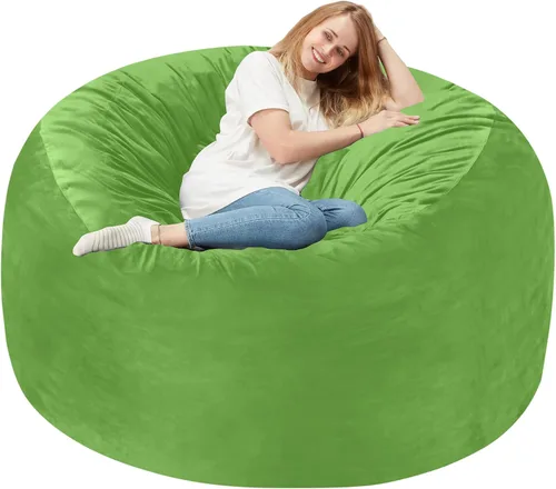 Miniatura 76 de Homguava - Sillón puff de 3 pies Sillón estilo puff grande de 3 pulgadas con relleno de espuma viscoelástica, sofá suave con funda de terciopelo