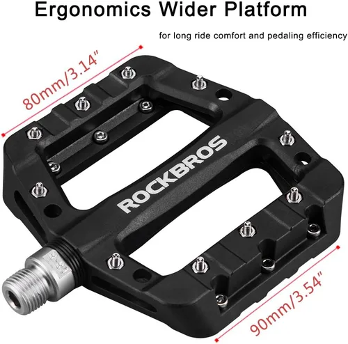 Miniatura 5 de ROCKBROS Pedales MTB Pedales de bicicleta de montaña Pedales de plataforma de bicicleta de fibra de nailon ligero para BMX MTB 9/16
