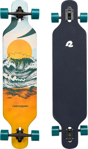 Miniatura 8 de Retrospec Rift Drop-Through Longboard Skateboard Complete Canadian Maple Wood Cruiser w/Drop-Through Trucks for Commuting, Cruising, Carving &
