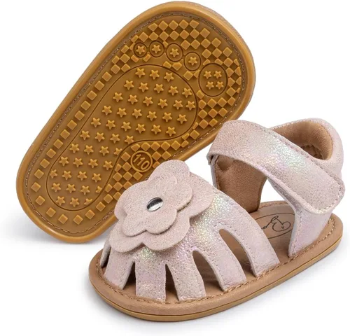 Miniatura 123 de Meckior Sandalias de verano con punta abierta y suave de piel sintética para bebés y niñas pequeñas