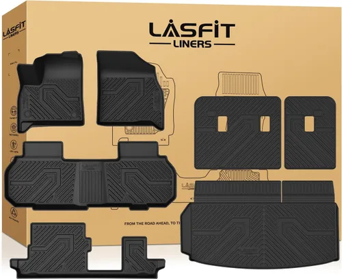 Miniatura 10 de LASFIT Juego completo de tapetes de elastómero termoplástico para todo tipo de clima de ajuste personalizado para automóviles, de 1ª y 2ª fila, 3