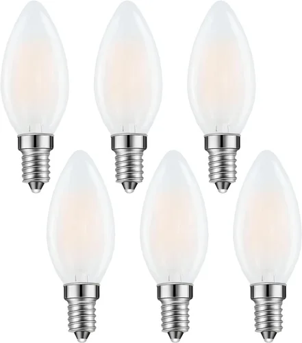 Bombilla LED E14 con base europea de 4 W, bombillas LED regulables equivalentes a 40 W, 110 V 2700 K blanco cálido, bombilla decorativa de vidrio