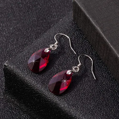 Miniatura 5 de Aretes colgantes de cristal austriaco con forma de lágrima para mujer, joyería hipoalergénica de plata de ley 925