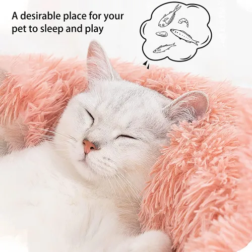 Camas para gatos de interior – Cama para gatos lavable de 20/24 pulgadas, camas para perros pequeños y medianos, antiansiedad, cama redonda de felpa
