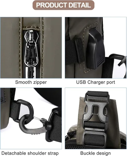 Miniatura 30 de Mochila cruzada pequeña negra para hombre y mujer, H-Negro, S, Moda
