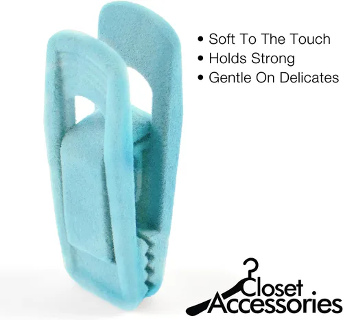 Miniatura 6 de Clips para colgar de terciopelo, paquete de 20 clips para colgar perchas de terciopelo, perchas de terciopelo de material duradero, clips para Azul