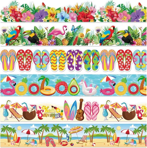Miniatura 10 de Containlol Bordes para decoración de tablón de anuncios, 118 pies de borde festoneado con tema oceánico para tablón de anuncios de aula