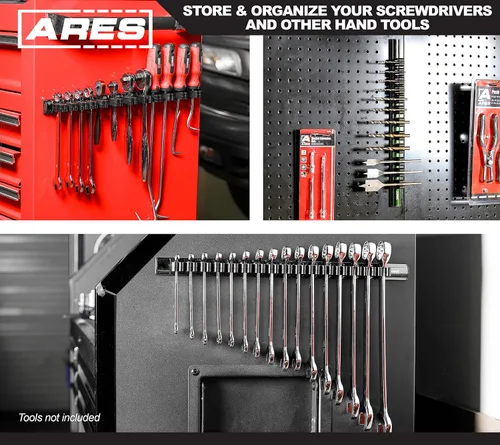 Miniatura 5 de ARES 62026 - Soporte para herramientas de mano negro de 16.5 pulgadas, riel de aluminio almacena hasta 16 destornilladores o herramientas pequeñas