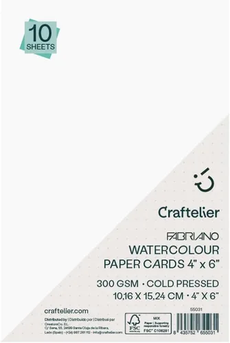 Miniatura 5 de Craftelier Paquete de 5 hojas de acuarela, papel prensado en frío FSC, calidad premium 300 GSM, tamaño 12 x 12 pulgadas (12.0 x 12.0 in), ideal