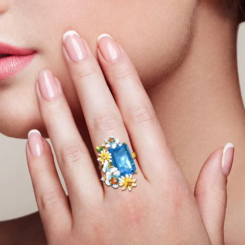 Miniatura 6 de Santuzza Anillo de plata de ley 925 con flores esmaltadas para mujer