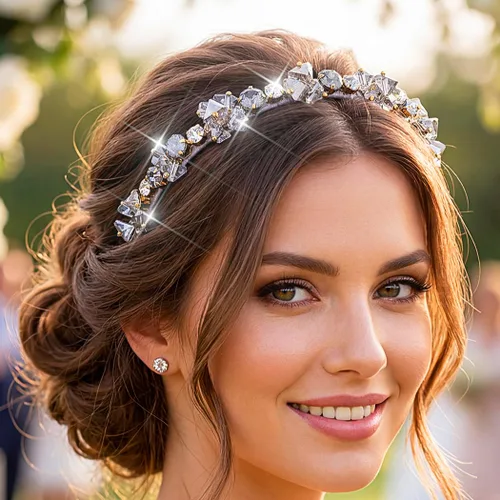 Miniatura 8 de Urieo Diadema de cristal con gemas azules, accesorio para el cabello de diamantes de imitación para mujer