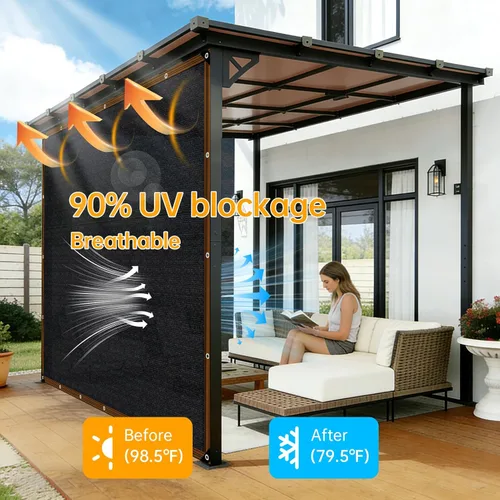 Miniatura 2 de Shade-Cloth - Lona de malla con ojales, 85-90 % para plantas de jardín, 7 x 7 pies, toldo para pérgola al aire libre, patio, flores, césped