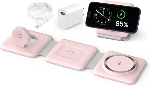 Miniatura 10 de Iseyyox Estación de carga para dispositivos Apple – Base de carga inalámbrica plegable magnética 3 en 1 – Almohadilla de carga de viaje para MagSafe