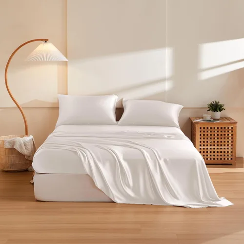 Miniatura 23 de THXSILK Juego de sábanas de seda de 4 piezas, sábanas de seda de morera 100% natural de grado superior 6A+, juegos de ropa de cama de lujo, ultra