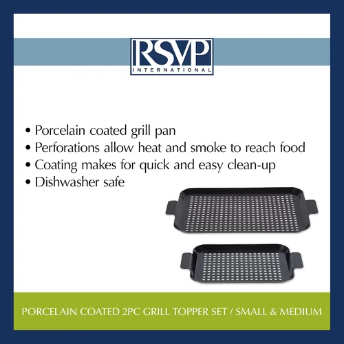 Miniatura 7 de RSVP International Bandeja de barbacoa de acero recubierto de porcelana, accesorios para asar al aire libre para cocinar pescado y verduras, apto