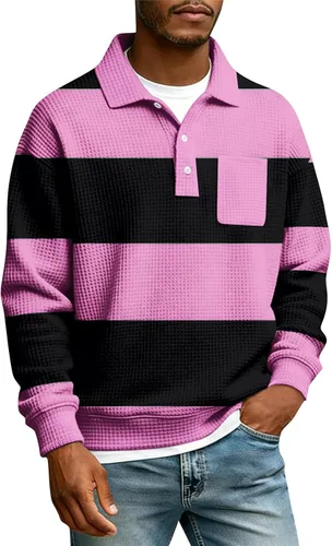 Miniatura 16 de Camisas de manga larga con botones a cuadros para hombre, con cuello de manga larga, estilo casual, elegante, a cuadros 2- amarillo
