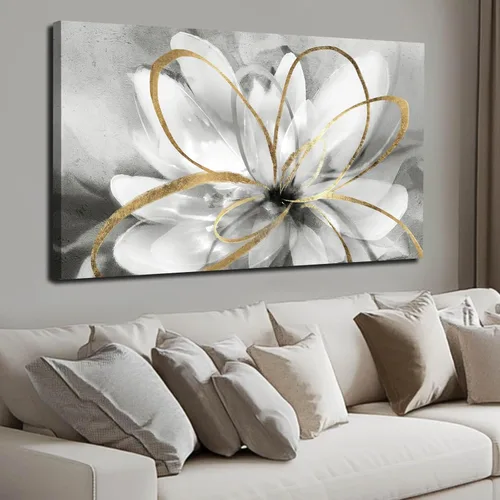 Miniatura 15 de SOUGUAN Cuadros de Arte en Blanco y Negro Abstractos Colgantes de Pared Decoración Obra de Arte Moderna 20"X40" Decoraciones de Pared