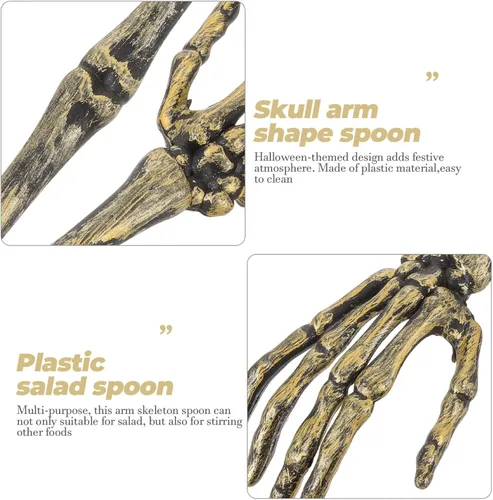 Miniatura 7 de Abaodam 1 juego de 4 pinzas de plástico plateado para ensalada, tenedores para servir, cucharas: cubiertos de Halloween, utensilios para servir