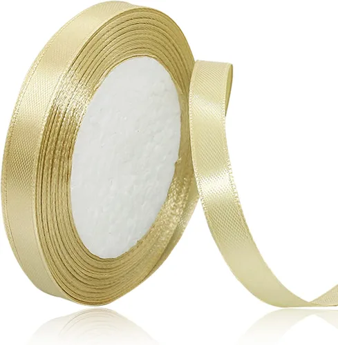 Miniatura 74 de Cinta de satén beige de 1 pulgada x 25 yardas, cinta de tela de color sólido para envoltura de regalos, manualidades, fabricación de lazos
