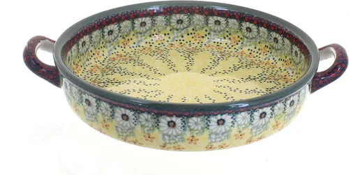 Miniatura 6 de Blue Rose - Cerámica pulida de margaritas rojas con asas, 9.5 pulgadas de diámetro, único, apto para lavavajillas y duradero