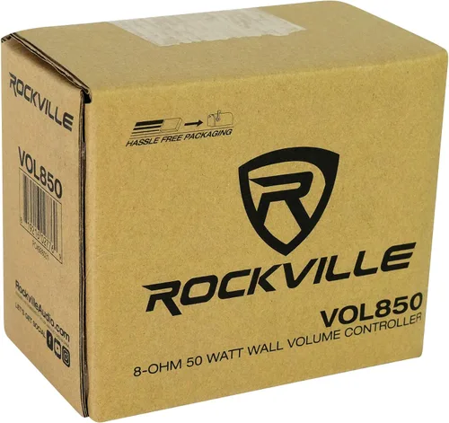 Miniatura 9 de Rockville VOL850 Controlador de volumen estéreo de pared de 50 W x2, 8 ohmios, perilla giratoria de 11 pasos, atenuación de 20 Hz-20 kHz, atenuación