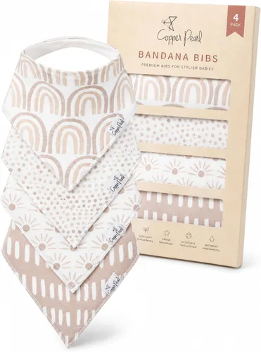 Miniatura 9 de Copper Pearl Baberos tipo bandana para bebé, paquete de 4 baberos de algodón suave para babear y dentición, absorbentes, ajuste ajustable, muchos