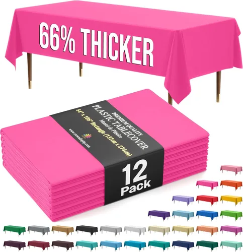 Miniatura 18 de Exquisite 66% Thicker Premium Plastic Table Cloth Rectangle Table Cover 0.5 Mil 6 Pack Aqua Table Cloth 54 Inch x 108 Inch Disposable Tablecloth