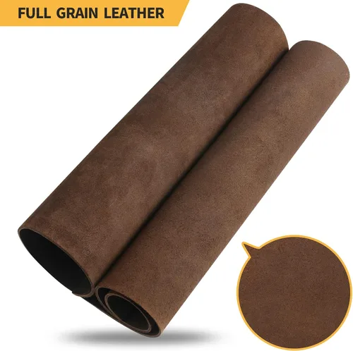 Miniatura 2 de RingSun 30.5cmX61cm Hojas de cuero genuino para manualidades (2mm), cuero de grano completo para estampado, costura (Negro Café)